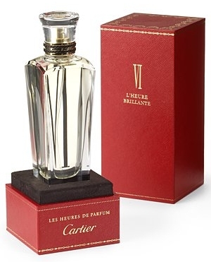 Унисекс аромат Cartier L`Heure Brilliant VI выпущен в 2009 году. Он принадлежит к семейству фужерных ароматов. Композиция Cartier L`Heure Brilliant VI включает ноты: джин, лимон, альдегиды.  Парфюмер: Mathilde Laurent.
