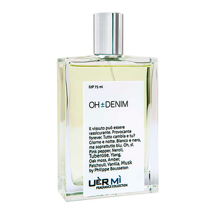 Унисекс аромат UER MI OH ± Denim выпущен в 2014 году. Он принадлежит к семейству шипрово-цветочных ароматов. В композицию UER MI OH ± Denim входят ноты нероли, иланг-иланга, туберозы, розового перца, туберозы, пачули, дубового мха, мускуса, ванили, амбры.
