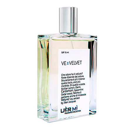 Унисекс аромат UER MI VE ± Velvet выпущен в 2014 году. Он принадлежит к семейству фужерно-цитрусовых ароматов. В композицию UER MI VE ± Velvet  включены ноты цитрусовых, мяты, ветивера, белого кедра, кардамона, пачули, элеми.
